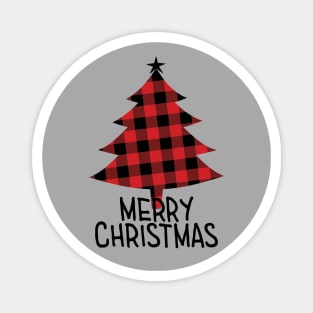 Merry Christmas Tree design, Plaid, Checkered, Christmas Shirt Magnet